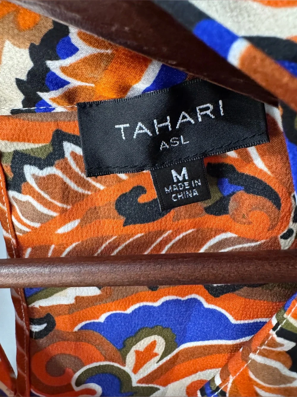 NWT Tahari ASL Paisley Bow Neck Sleeveless Blouse Medium $69